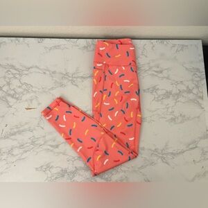 Feed Me Fight Me High Rise Pocket Leggings Sz S Womens Pink Workout Pants